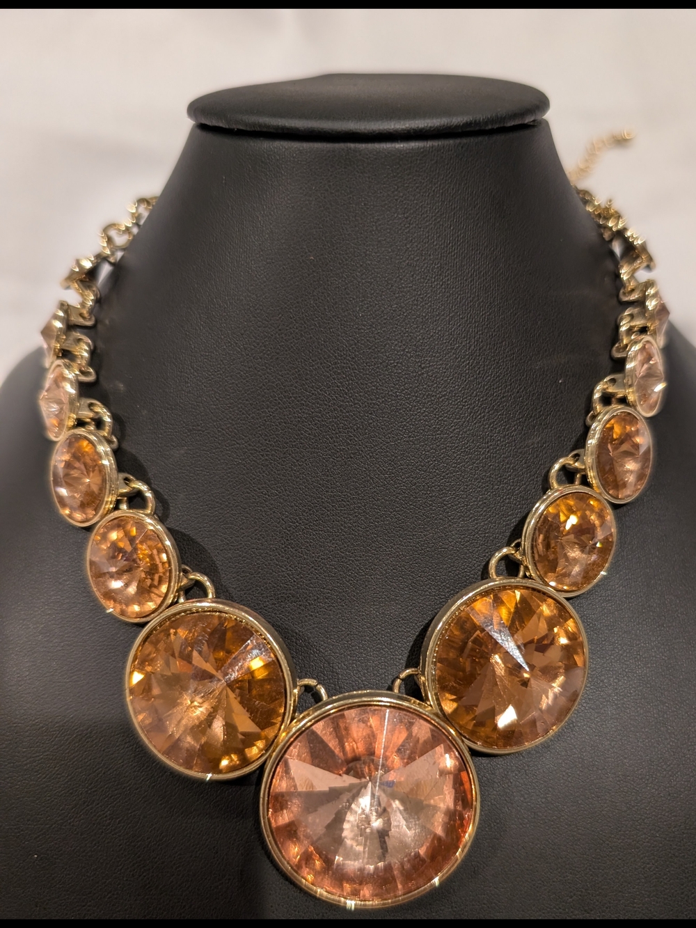 Gold-Tone Peach Crystal Statement Necklace